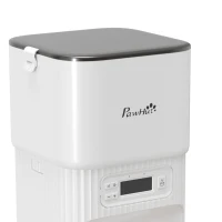 PawHut Automatic Cat Feeder Timed Portion Control Pet Food Dispenser with 2 Stainless Steel Bowls(m-11)