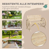 Outsunny Panchina da Giardino 2 Posti a Doghe con Braccioli a Ruota di Carro, in Legno, 105.5x56x79 cm, color Legno(m-6)