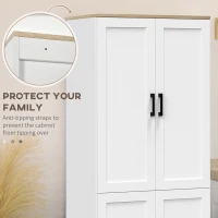 Freestanding Kitchen Cupboard, 4-Door Storage Cabinet Organizer with Adjustable Shelves White Embossed Wood Grain(m-6)