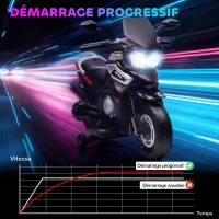 AIYAPLAY Moto électrique enfants 6 V, voiture électrique enfants avec roues d'entraînement, musique, effets lumineux, noir(m-8)