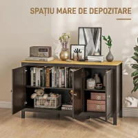 HOMCOM Mobile Contenitore con 2 Armadietti a 2 Ripiani Regolabili su 3 Altezze, 120x40x70 cm, Nero e color Legno(m-4)