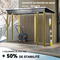 Outsunny Abri de Jardin 2,7 m², Dim. 249 x 121 x 183 cm gants inclus portes doubles verrouillables ventilations tôle acier gris(m-6)