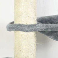PawHut 4PCs Wall-Mounted Cat Shelves w/ Scratching Post, Hammock, Nest - Grey(m-11)