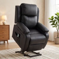 HOMCOM Fauteuil releveur électrique fauteuil relax électrique avec repose-pied télécommande et 2 pochettes 76x90x105cm noir(m-2)