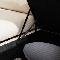 HOMCOM Canapé d'angle convertible modulable avec méridienne réversible, coffre de rangement et 3 coussins de dossier, crème(m-15)