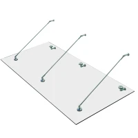 HOMCOM Pensilina in Vetro per Porta d'Ingresso in Acciaio Inossidabile e Vetro Temperato, 200x90 cm, Trasparente(m-9)