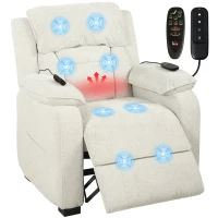 HOMCOM Power Recliner Armchair with Massage and Heat, Electric Reclining Chair with Wide Spring Seat, Cream White(m-15)