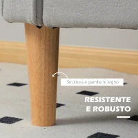 HOMCOM Divano a Due Posti con Contenitore, Impunture a Bottoni, Cuscini, Legno di Gomma, 117x62x78cm, Grigio Chiaro(m-6)