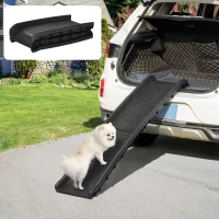 PawHut Rampa Plegable para Perros y Gatos con Almohadillas Antideslizantes para Coche Cama Sofá 155x39x14 cm Negro(m-1)