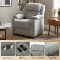 HOMCOM Power Recliner Armchair with Massage and Heat, Electric Reclining Chair with Wide Spring Seat, Light Grey(m-9)