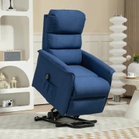 HOMCOM Sillón Relax Reclinable Eléctrico Levanta Personas con Mando a Distancia y Bolsillo Lateral Sillón Elevador Azul Oscuro(m-10)