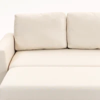 HOMCOM Canapé d'angle convertible modulable avec méridienne réversible, coffre de rangement et 3 coussins de dossier, crème(m-13)