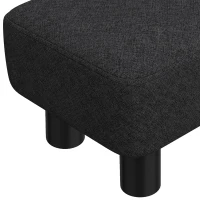 HOMCOM Linen Fabric Footstool Ottoman Cube with 4 Plastic Legs, Black(m-9)