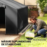 Outsunny Garaj Moto Exterior 3x3 m, Impermeabil, cu Ușă și Guri de Aerisire Rulabile, pentru Biciclete și Unelte, Gri Închis(m-7)