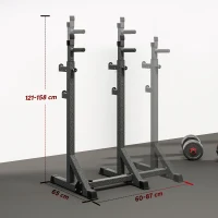 SPORTNOW Suporte para Barras de Pesos com Largura e Altura Ajustáveis Suporte de Musculação com Estrutura de Aço 60-87x65x121-158 cm Preto(m-3)