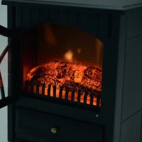 HOMCOM Camino Elettrico con Effetto Fiamma Stile Retrò, Termostato 1000-2000W e Luce Regolabile, Nero(m-7)
