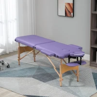 HOMCOM Camilla Plegable con Altura Ajustable 67-92cm para Uso Profesional de Belleza Acupuntura y Fisioterapia 210x81cm Púrpura(m-10)