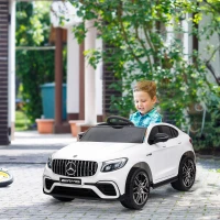 HOMCOM Macchina Elettrica per Bambini 3-5 Anni Mercedes con Cintura di Sicurezza e Telecomando, Bianco(m-9)