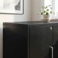 HOMCOM Caisson bureau meuble de rangement verrouillable avec 3 tiroirs et étagère réglable, roulettes, 40 x 60 x 56 cm, noir(m-14)