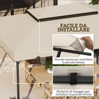 Outsunny Telo di ricambio gazebo 4x3 m con doppio tetto e drenaggio, Beige(m-5)