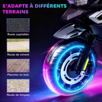 AIYAPLAY Moto électrique enfants 6 V, voiture électrique enfants avec roues d'entraînement, musique, effets lumineux, noir(m-6)