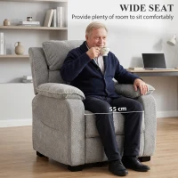 HOMCOM Power Recliner Armchair with Massage and Heat, Electric Reclining Chair with Wide Spring Seat, Light Grey(m-8)