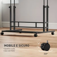 HOMCOM Scrivania con Altezza Regolabile, con Ruote, Prese e Porte USB, 80x60 cm, Nero(m-6)