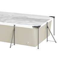 Outsunny Piscine Tubulaire Rectangulaire Piscine Hors Sol Nouvelle Structure Stable Antirouille 394,5x208,3x80,5cm Gris(m-12)