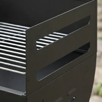 Outsunny Charcoal Barbecue Grill with 2 Cooking Areas, Portable BBQ Trolley with Wheels, Height Adjustable Grates, Bottom Shelf(m-13)