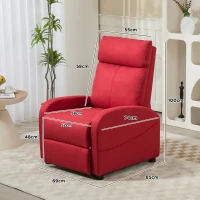 HOMCOM Poltrona Relax Reclinabile con Poggiapiedi in Tessuto Effetto Lino, 69x85x100 cm, Rosso(m-3)
