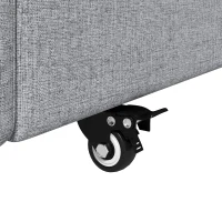 HOMCOM 3ft Single Bed Frame with Trundle, Upholstered Pull Out Trundle Bed with Headboard and Footboard, Light Grey(m-11)