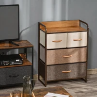 HOMCOM Meuble de Rangement chiffonnier 4 tiroirs en Tissu 58 x 29 x 78,5 cm multicolore(m-2)