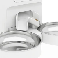 PawHut Automatic Cat Feeder Timed Portion Control Pet Food Dispenser with 2 Stainless Steel Bowls(m-10)
