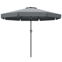 Outsunny Parasol de Jardín de Aluminio Ø266x250 cm con Ángulo Ajustable Protección UV50+ Techo de Ventilación y Manivela Gris(m-12)