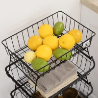 HOMCOM 5 Tier Storage Trolley, Stackable Fruit Vegetable Cart for Kitchen, Living Room, 40 x 2 x 97 cm, Black(m-9)