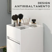 HOMCOM Mobiletto da Bagno con 4 Scomparti, 3 Cassetti e Porta Asciugamani, 35 x 30 x 90 cm, Bianco(m-5)