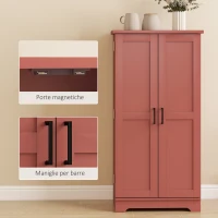 HOMCOM Buffet cucina con ante e ripiani regolabili, 60x40x120 cm, Rosso effetto legno(m-6)