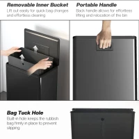 HOMCOM 45L Kitchen Bin, Pedal Bin with Soft-Close and Stay-Open Lid, Removable Inner Bucket, Odor Control for Kitchen, Office(m-6)
