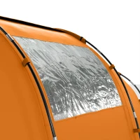 Outsunny 4 Man Camping Tent, UV Protection Tunnel Tent with 2 Bedrooms and Living Area, Large Hiking Sun Shelter, 430 x 240 x 170 cm, Orange(m-12)