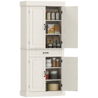 HOMCOM Credenza Cucina con 2 Armadietti e Cassetto in Stile Coloniale, 80x35x180cm Bianco