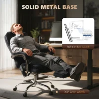 Vinsetto Fauteuil de bureau massant et chauffant hauteur réglable dossier inclinable télécommande repose-pieds rétractable noir(m-5)