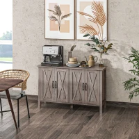 HOMCOM Mobiletto Multiuso stile Rustico con 4 Ripiani Portaoggetti Regolabili, in Legno, 120x37x75 cm, Grigio(m-9)
