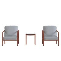 Outsunny Salon de Jardin 3 Pièces, 2 Fauteuils, 1 Table Basse, Coussins Épais, Plateau en Verre Trempé, 63x77x76cm, Rouge Vineux(m-10)
