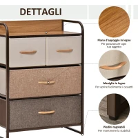 HOMCOM Mobile Cassettiera da Camera da Letto e Soggiorno, Cassettiera con 4 Cassetti Pieghevoli in Tessuto e Ripiano in MDF, 58x29x78.5cm, Multicolore(m-4)