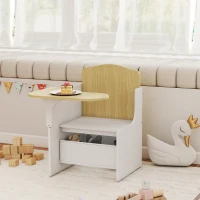 AIYAPLAY Bureau et chaise pour enfants avec bac de rangement, ensemble table d'activité 2-en-1 pour dessin lecture et jeux, blanc(m-2)