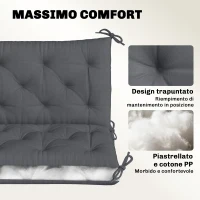 Outsunny Cuscino da Giardino in Stile Capitonné per 2 Persone con 6 Lacci, in Cotone e Poliestere, 150x98x8 cm, Grigio Scuro(m-4)