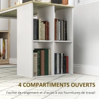 HOMCOM Bureau table d'ordinateur avec 4 compartiments, pour bureau à domicile, chambre, petits espaces, chêne(m-4)