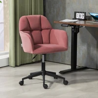 Vinsetto Bürostuhl, ergonomisch, höhenverstellbar, drehbar, Samtoptik, bis 120 kg, Rosa(m-10)
