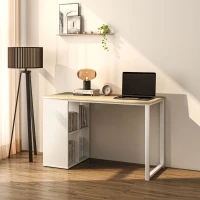 HOMCOM Bureau table d'ordinateur avec 4 compartiments, pour bureau à domicile, chambre, petits espaces, chêne(m-8)