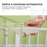 PawHut Cancellino per Cani Regolabile e Pieghevole con Chiusura Automatica e Blocco, 300x74.5 cm, Bianco(m-5)